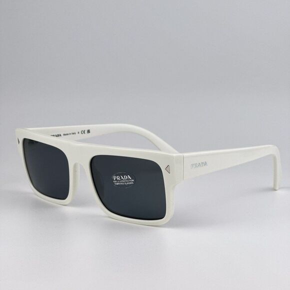 NEW Prada PRA10S 17K07T White Blue Vintage Rectangle Unisex Sunglasses PR A10S - Picture 4 of 11